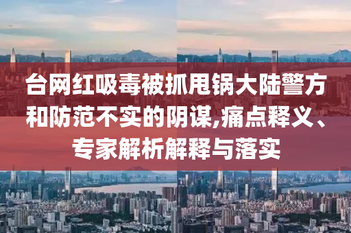 臺(tái)網(wǎng)紅吸毒被抓甩鍋大陸警方和防范不實(shí)的陰謀,痛點(diǎn)釋義、專家解析解釋與落實(shí)