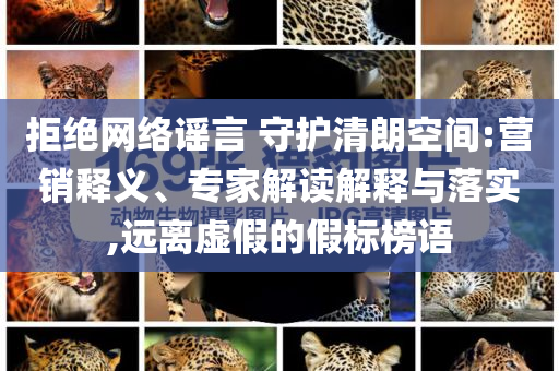 拒絕網(wǎng)絡(luò)謠言 守護(hù)清朗空間:營銷釋義、專家解讀解釋與落實(shí),遠(yuǎn)離虛假的假標(biāo)榜語