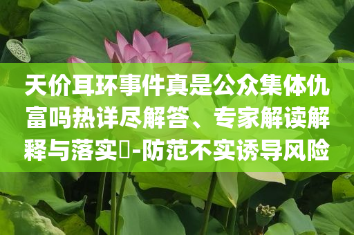 天價(jià)耳環(huán)事件真是公眾集體仇富嗎熱詳盡解答、專家解讀解釋與落實(shí)?-防范不實(shí)誘導(dǎo)風(fēng)險(xiǎn)
