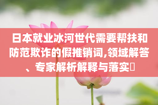 日本就業(yè)冰河世代需要幫扶和防范欺詐的假推銷詞,領域解答、專家解析解釋與落實?