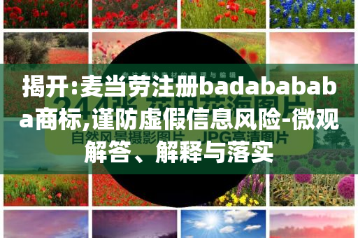 揭開:麥當(dāng)勞注冊badabababa商標(biāo),謹(jǐn)防虛假信息風(fēng)險(xiǎn)-微觀解答、解釋與落實(shí)