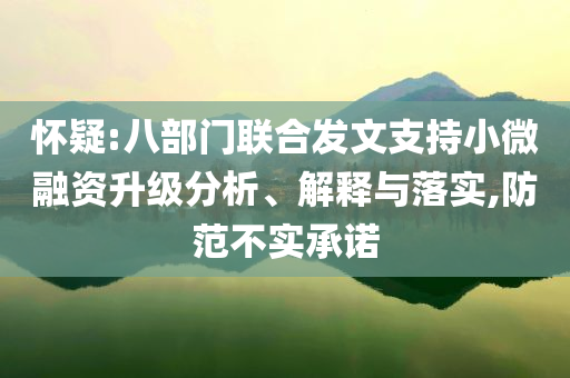 懷疑:八部門聯(lián)合發(fā)文支持小微融資升級分析、解釋與落實(shí),防范不實(shí)承諾