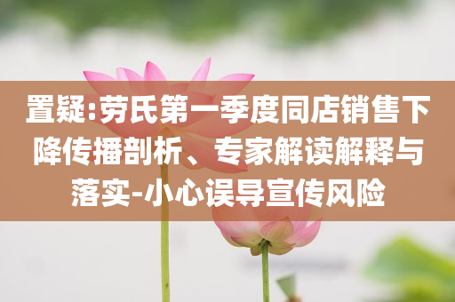 置疑:勞氏第一季度同店銷售下降傳播剖析、專家解讀解釋與落實(shí)-小心誤導(dǎo)宣傳風(fēng)險