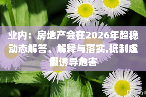 業(yè)內(nèi)：房地產(chǎn)會(huì)在2026年趨穩(wěn)動(dòng)態(tài)解答、解釋與落實(shí),抵制虛假誘導(dǎo)危害