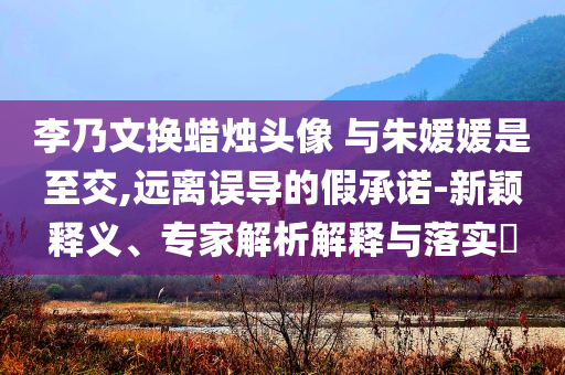 李乃文換蠟燭頭像 與朱媛媛是至交,遠離誤導的假承諾-新穎釋義、專家解析解釋與落實?