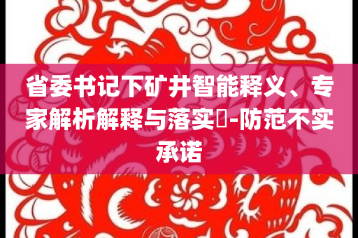 省委書(shū)記下礦井智能釋義、專(zhuān)家解析解釋與落實(shí)?-防范不實(shí)承諾