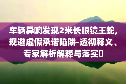 車輛異響發(fā)現(xiàn)2米長眼鏡王蛇,規(guī)避虛假承諾陷阱-透徹釋義、專家解析解釋與落實?