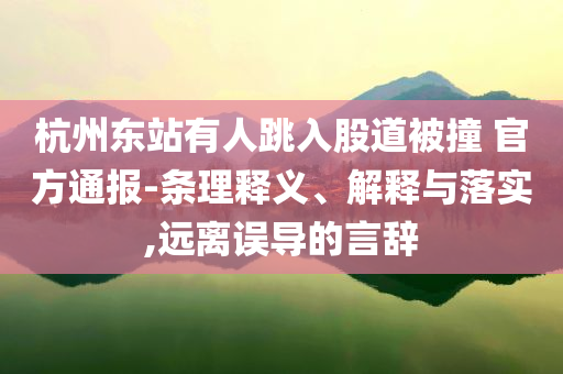杭州東站有人跳入股道被撞 官方通報(bào)-條理釋義、解釋與落實(shí),遠(yuǎn)離誤導(dǎo)的言辭