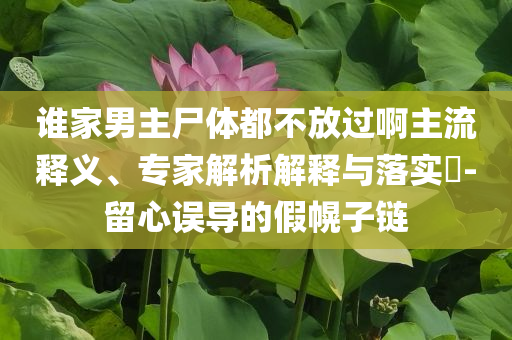 誰家男主尸體都不放過啊主流釋義、專家解析解釋與落實(shí)?-留心誤導(dǎo)的假幌子鏈