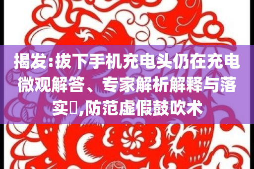 揭發(fā):拔下手機充電頭仍在充電微觀解答、專家解析解釋與落實?,防范虛假鼓吹術(shù)