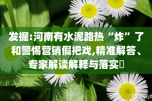 發(fā)掘:河南有水泥路熱“炸”了和警惕營(yíng)銷假把戲,精準(zhǔn)解答、專家解讀解釋與落實(shí)?