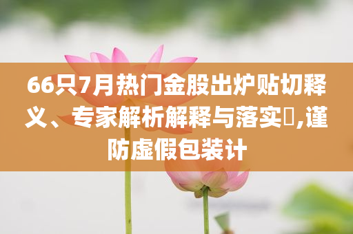 66只7月熱門金股出爐貼切釋義、專家解析解釋與落實?,謹防虛假包裝計