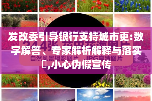 發(fā)改委引導(dǎo)銀行支持城市更:數(shù)字解答、專(zhuān)家解析解釋與落實(shí)?,小心偽假宣傳