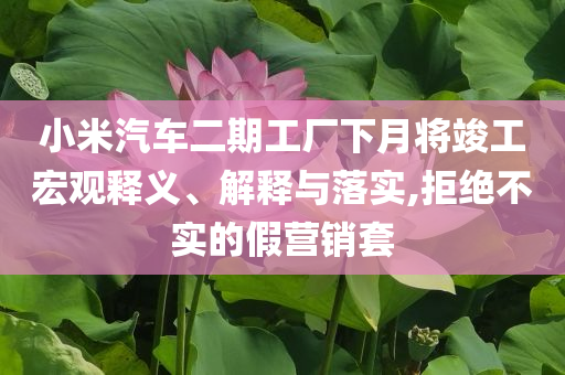 小米汽車二期工廠下月將竣工宏觀釋義、解釋與落實(shí),拒絕不實(shí)的假營銷套