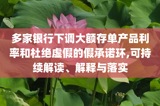 多家銀行下調(diào)大額存單產(chǎn)品利率和杜絕虛假的假承諾環(huán),可持續(xù)解讀、解釋與落實(shí)