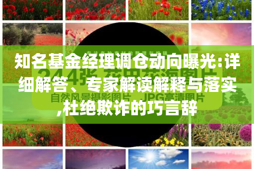 知名基金經(jīng)理調(diào)倉動向曝光:詳細(xì)解答、專家解讀解釋與落實,杜絕欺詐的巧言辭