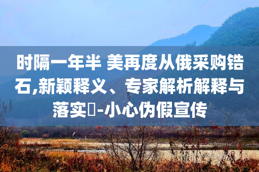 時隔一年半 美再度從俄采購鋯石,新穎釋義、專家解析解釋與落實?-小心偽假宣傳