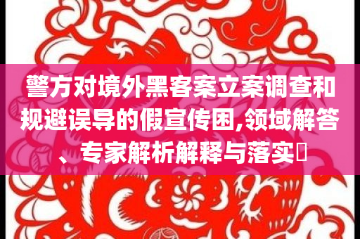 警方對境外黑客案立案調(diào)查和規(guī)避誤導(dǎo)的假宣傳困,領(lǐng)域解答、專家解析解釋與落實?