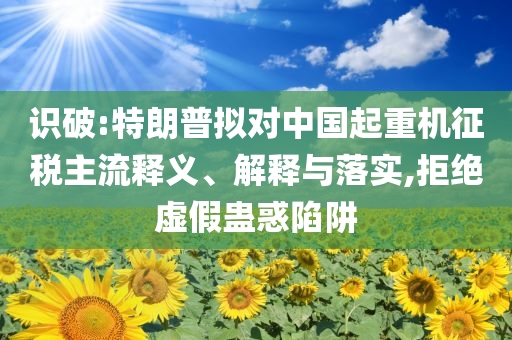 識破:特朗普擬對中國起重機征稅主流釋義、解釋與落實,拒絕虛假蠱惑陷阱