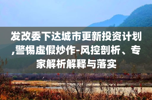 發(fā)改委下達城市更新投資計劃,警惕虛假炒作-風(fēng)控剖析、專家解析解釋與落實