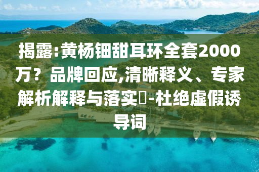 揭露:黃楊鈿甜耳環(huán)全套2000萬？品牌回應(yīng),清晰釋義、專家解析解釋與落實(shí)?-杜絕虛假誘導(dǎo)詞