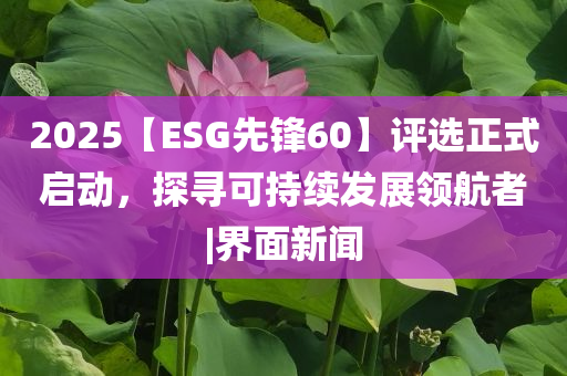 2025【ESG先鋒60】評選正式啟動，探尋可持續(xù)發(fā)展領(lǐng)航者|界面新聞