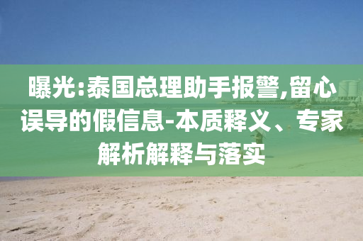 曝光:泰國總理助手報警,留心誤導(dǎo)的假信息-本質(zhì)釋義、專家解析解釋與落實