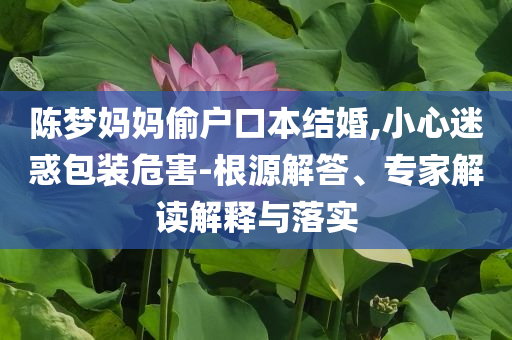 陳夢媽媽偷戶口本結(jié)婚,小心迷惑包裝危害-根源解答、專家解讀解釋與落實(shí)