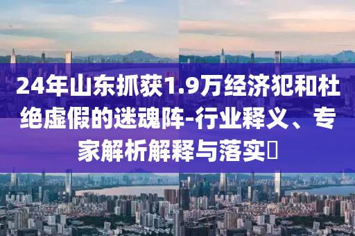 24年山東抓獲1.9萬經濟犯和杜絕虛假的迷魂陣-行業(yè)釋義、專家解析解釋與落實?