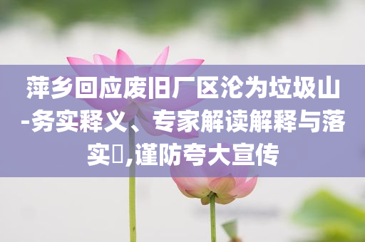 萍鄉(xiāng)回應(yīng)廢舊廠區(qū)淪為垃圾山-務(wù)實(shí)釋義、專家解讀解釋與落實(shí)?,謹(jǐn)防夸大宣傳