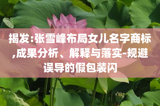揭發(fā):張雪峰布局女兒名字商標(biāo),成果分析、解釋與落實-規(guī)避誤導(dǎo)的假包裝閃