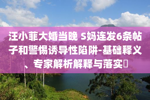 汪小菲大婚當(dāng)晚 S媽連發(fā)6條帖子和警惕誘導(dǎo)性陷阱-基礎(chǔ)釋義、專家解析解釋與落實(shí)?