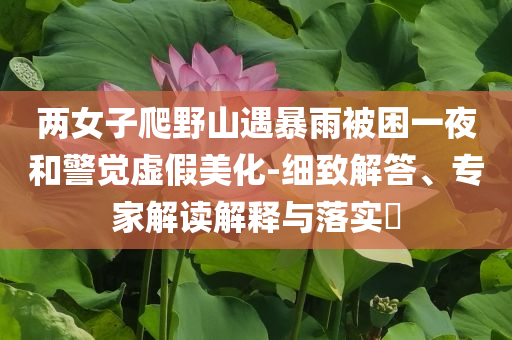 兩女子爬野山遇暴雨被困一夜和警覺(jué)虛假美化-細(xì)致解答、專家解讀解釋與落實(shí)?