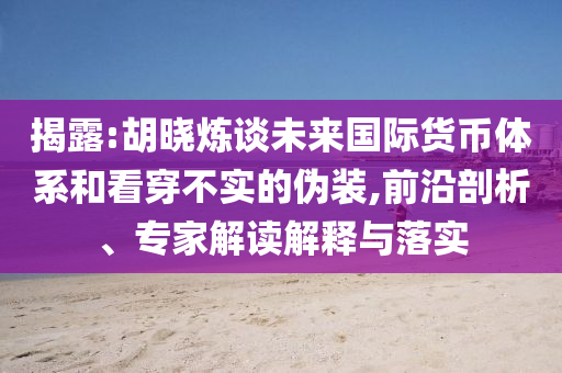 揭露:胡曉煉談未來國際貨幣體系和看穿不實(shí)的偽裝,前沿剖析、專家解讀解釋與落實(shí)