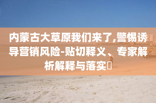 內(nèi)蒙古大草原我們來了,警惕誘導(dǎo)營銷風(fēng)險-貼切釋義、專家解析解釋與落實?