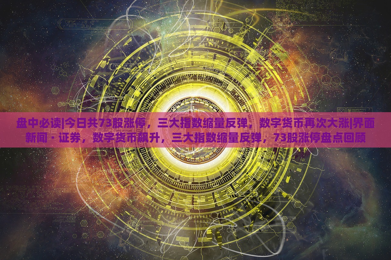 盘中必读|今日共73股涨停，三大指数缩量反弹，数字货币再次大涨|界面新闻 · 证券，数字货币飙升，三大指数缩量反弹，73股涨停盘点回顾