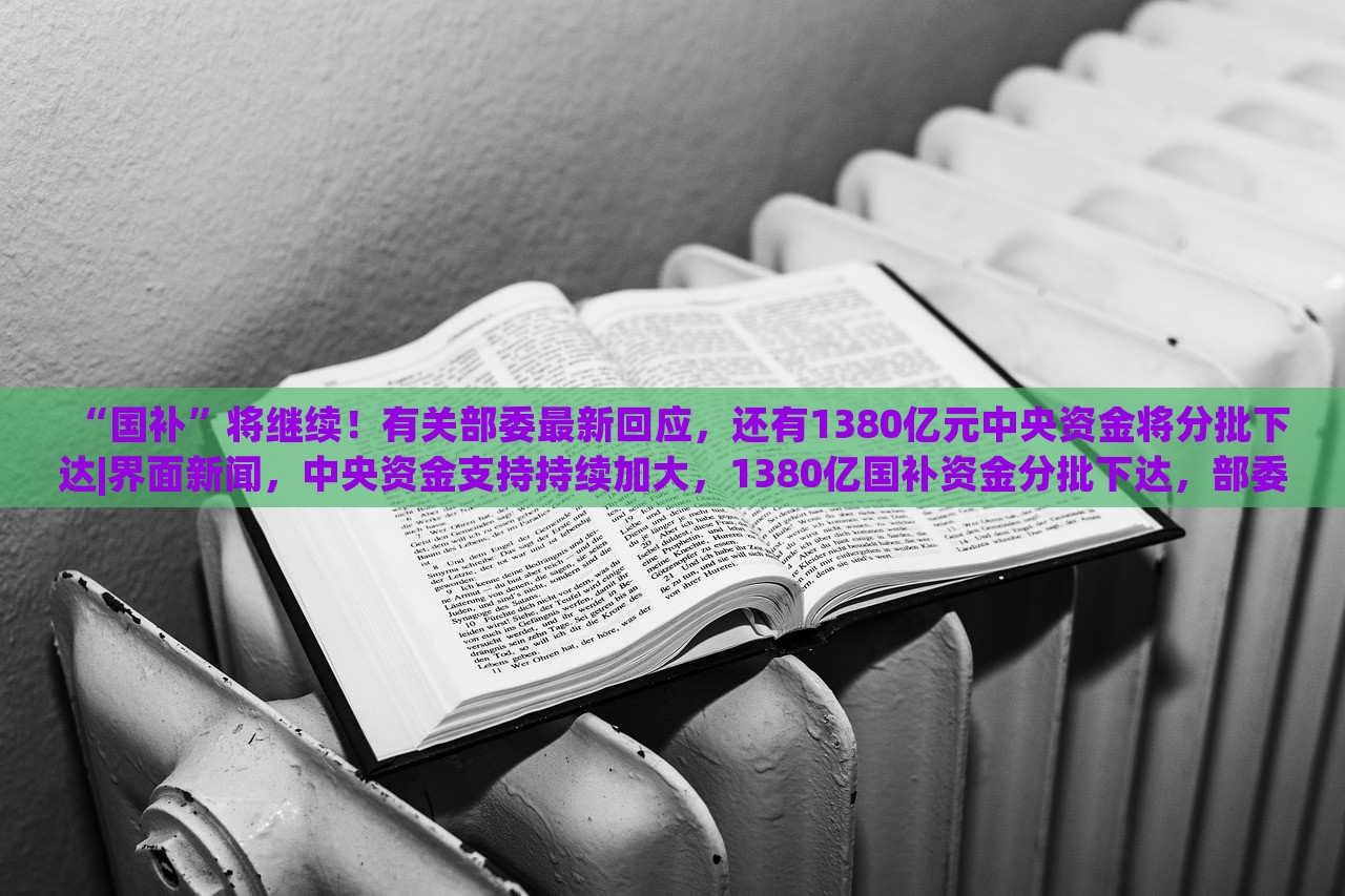 “国补”将继续！有关部委最新回应，还有1380亿元中央资金将分批下达|界面新闻，中央资金支持持续加大，1380亿国补资金分批下达，部委最新回应！